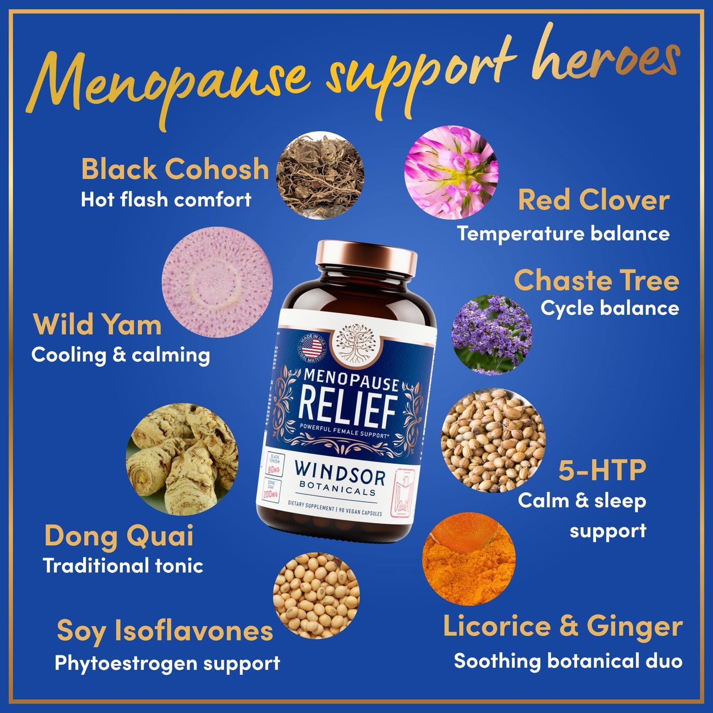 Menopause Supplements for Women - 5-HTP, Dong Quai, Black Cohosh for Menopause Hot Flashes, Night Sweats Relief Support - Womens Pre Meno Premenopausal Perimenopause Supplement - 90 Caps - Maple Wellness Supplements