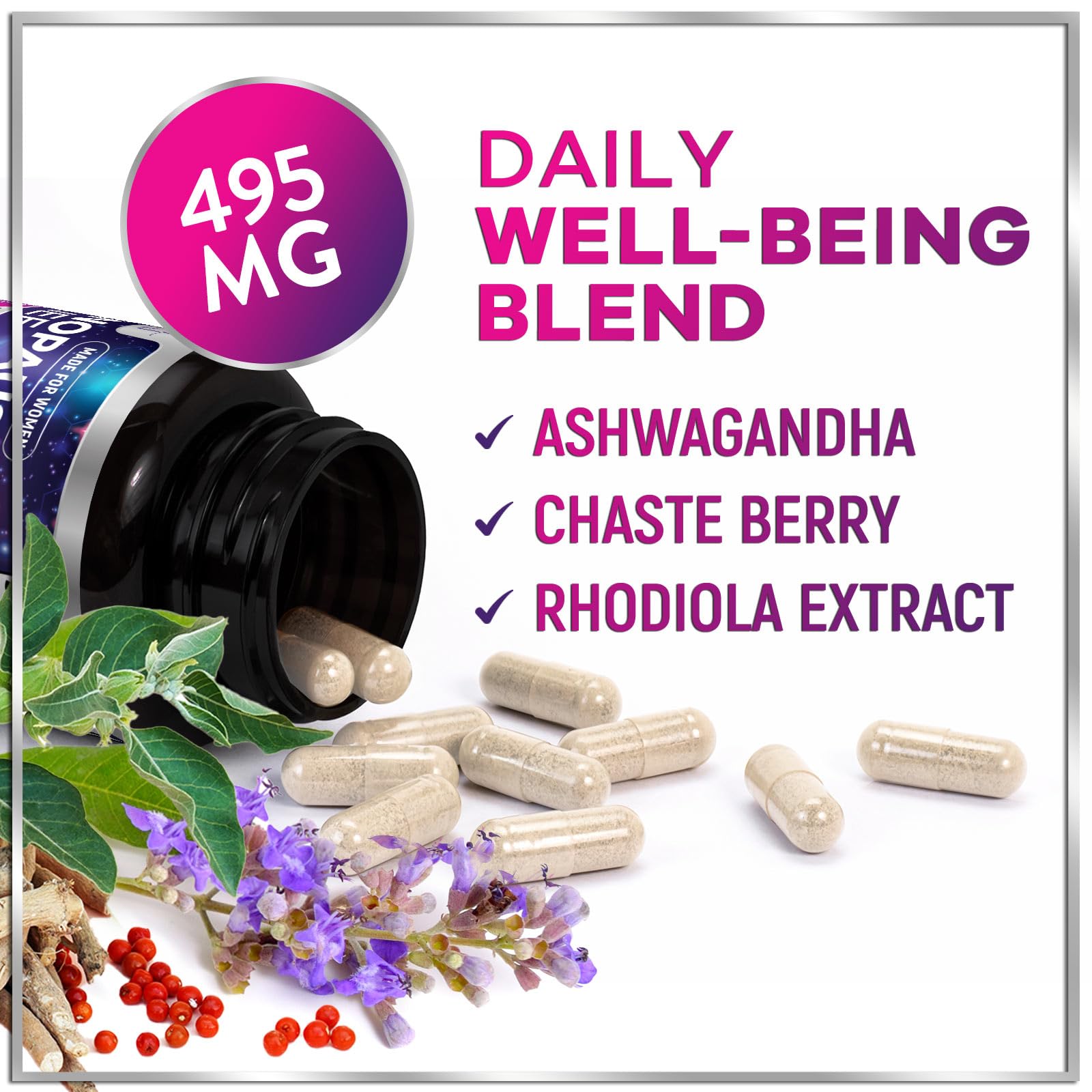 Menopause Supplements for Women - Complete Hot Flash Night Sweats & Menopause Relief Pills, 8 Billion CFU Probiotics with Dong Quai & Black Cohosh for Vaginal, Digestive Support - 60 Capsules - Maple Wellness Supplements