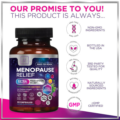 Menopause Supplements for Women - Complete Hot Flash Night Sweats & Menopause Relief Pills, 8 Billion CFU Probiotics with Dong Quai & Black Cohosh for Vaginal, Digestive Support - 60 Capsules - Maple Wellness Supplements