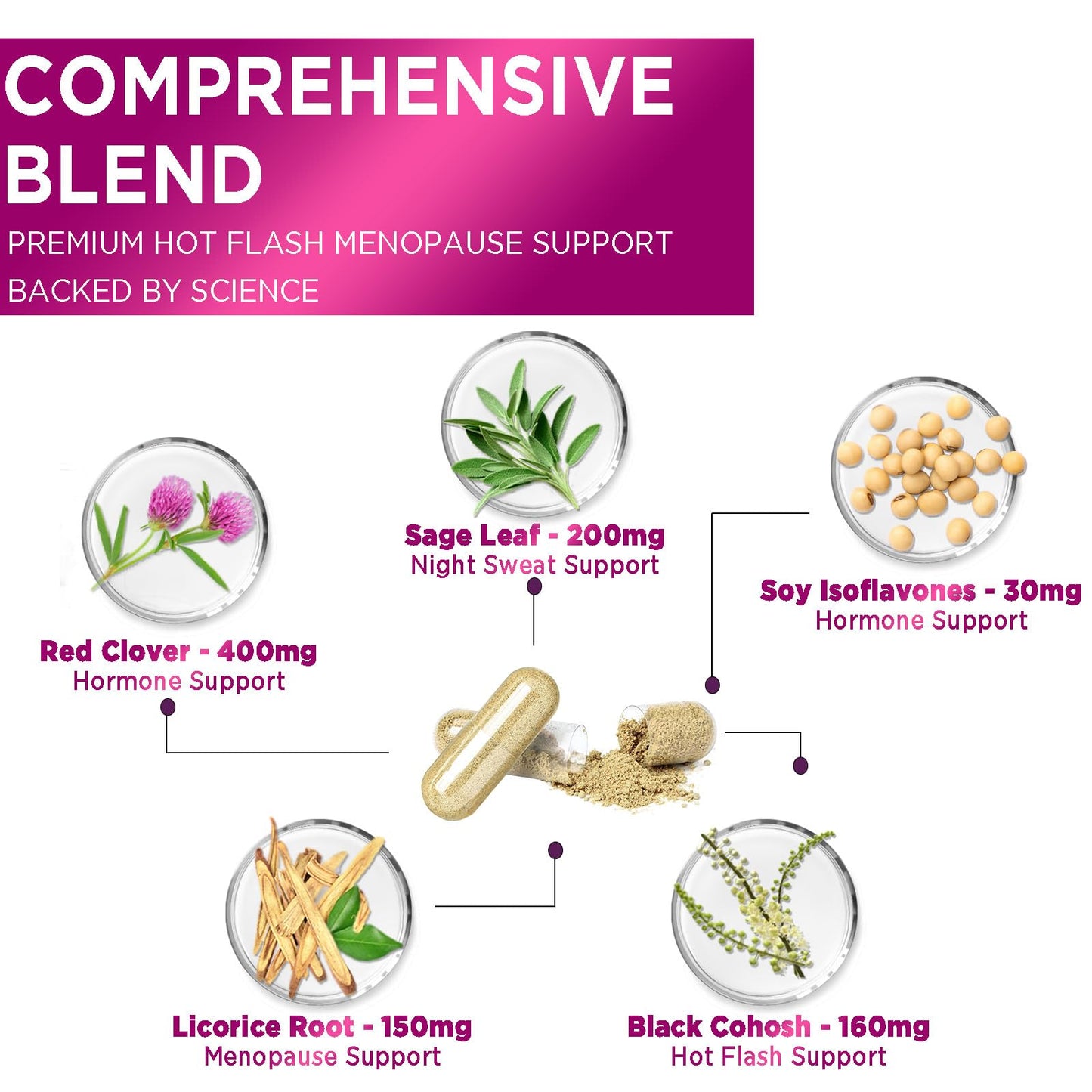 Menopause Supplements for Women - Complete Menopause Relief with Dong Quai & Black Cohosh - For Natural, Mild Hot Flash & Night Sweats - Hormone, Energy & Balance Support, Bottled in USA - 60 Capsules - Maple Wellness Supplements
