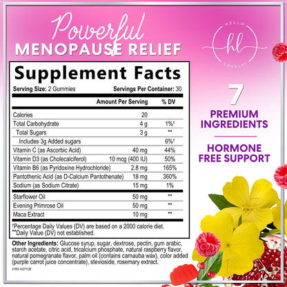 Menopause Supplements for Women - Complete Natural Mild Hot Flashes & Night Sweats Support, Multi Benefit Menopause Relief Gummy, Support for Balance & Energy, Gluten-Free & Non-GMO - 60 Gummies - Maple Wellness Supplements