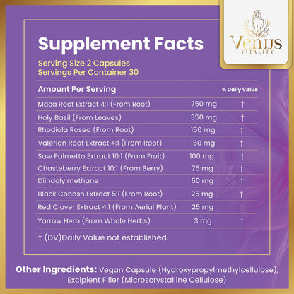 Menopause Supplements for Women - Female Hormone Balance & Immune Support - Mood Swings & Restful Sleep - Valerian Root & Saw Palmetto - Black Cohosh for Menopause Hot Flashes Relief - 60 Capsules - Maple Wellness Supplements