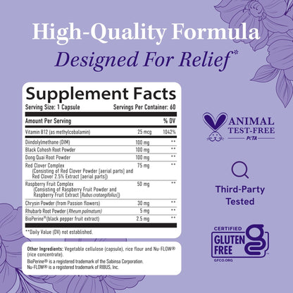 Menopause Supplements for Women Hot Flashes & Night Sweats | Hormone Balance, Menopause Relief for Women & Perimenopause Support | With Black Cohosh, DIM & Red Clover | 60 Ct (2 Month Supply) - Maple Wellness Supplements