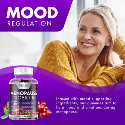 Menopause Supplements for Women - Menopause Probiotic Gummy - Women’s Menopause Relief for Hot Flashes, Night Sweats & Mood Swings with Black Cohosh & Cranberry - Non-GMO, Vegan - 60 Gummies - Maple Wellness Supplements