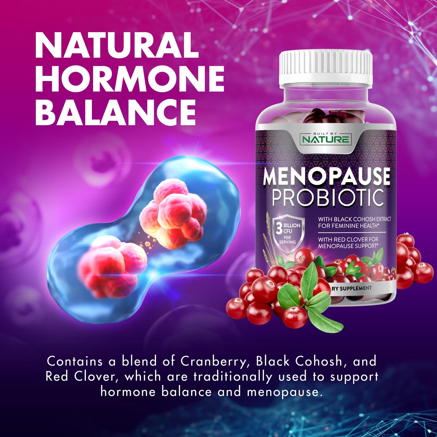 Menopause Supplements for Women - Menopause Probiotic Gummy - Women’s Menopause Relief for Hot Flashes, Night Sweats & Mood Swings with Black Cohosh & Cranberry - Non-GMO, Vegan - 60 Gummies - Maple Wellness Supplements
