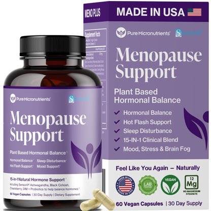 Menopause Supplements for Women - Natural Hormone Balance - Hot Flashes, Night Sweats, Sleep & Mood Support. with Sensoril® Ashwagandha, DIM, Chaste Berry & Black Cohosh Root - 60 Count - Maple Wellness Supplements