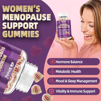 Menopause Supplements for Women with Black Cohosh, Menopause Relief Sugar Free Gummies for Hot Flashes, Natural Female Hormone Balance & Ashwagandha, Magnesium for Night Sweats, Mood Swings, 60 Count - Maple Wellness Supplements