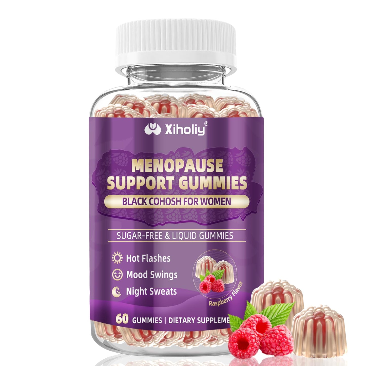 Menopause Supplements for Women with Black Cohosh, Menopause Relief Sugar Free Gummies for Hot Flashes, Natural Female Hormone Balance & Ashwagandha, Magnesium for Night Sweats, Mood Swings, 60 Count - Maple Wellness Supplements