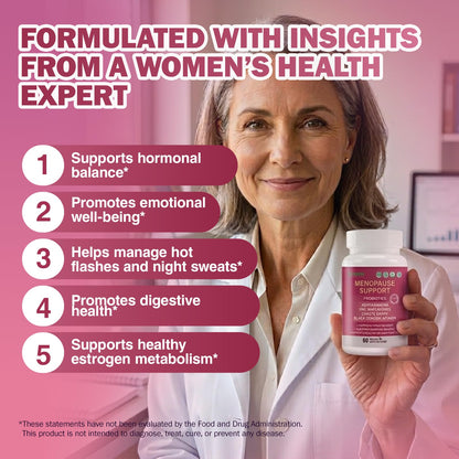Menopause Supplements for Women with Probiotics, DIM, Black Cohosh, Chasteberry & Soy Isoflavones Support Hormone Balance & Helps Relieve Hot Flashes, Night Sweats - 60 Servings (Made & Tested in USA) - Maple Wellness Supplements