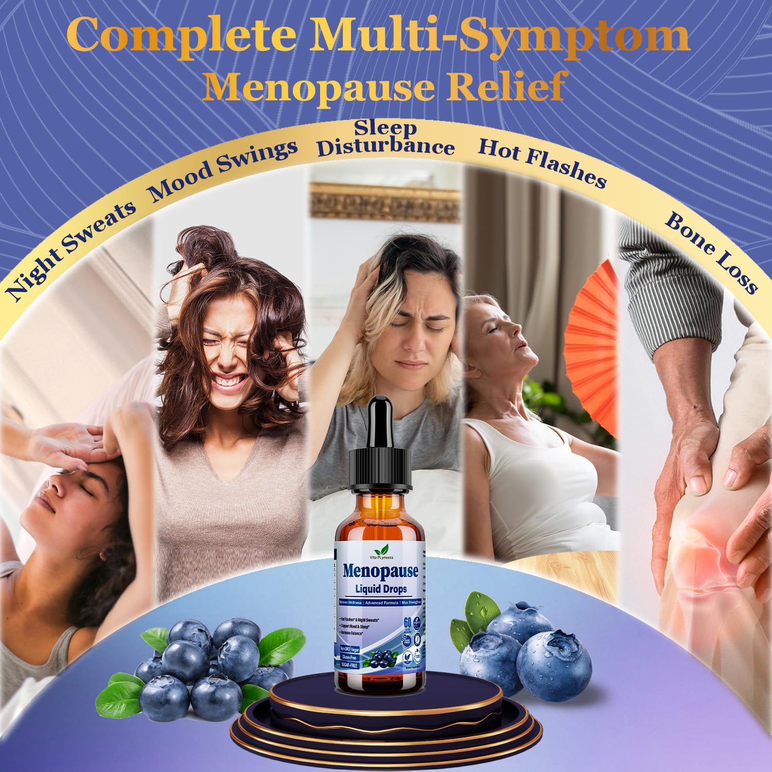 Menopause Supplements Liquid Drops, 8-in-1 Menopause Vitamin w. Black Cohosh, Ashwagandha, D3 B6 Multivitamin for Hot Flash, Night Sweats, Hormone Balance & Mood Support for Women Over 40 - Maple Wellness Supplements