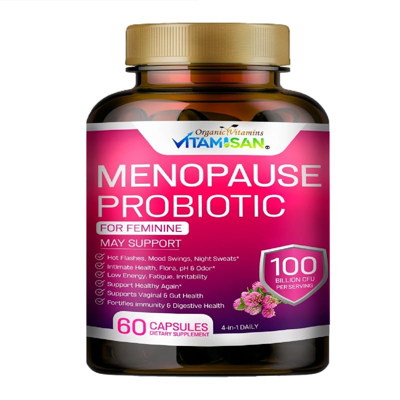 Menopause Support for Women – Hormone-Free Prebiotics & Probiotics 100 Billion CFU with Black Cohosh & Ashwagandha | Feminine Care, pH Balance, Vaginal Health, Hot Flashes, Night Sweats & Mood Swings - Maple Wellness Supplements