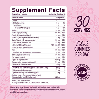 Menopause Support Gummies | Hormone Balance Relief for Hot Flashes, Night Sweats, Mood Swings, & Bloating | with Phytoestrogen Soy, Vitamin D3, PABA, Biotin | Vegetarian, Gluten-Free | 60 Count - Maple Wellness Supplements