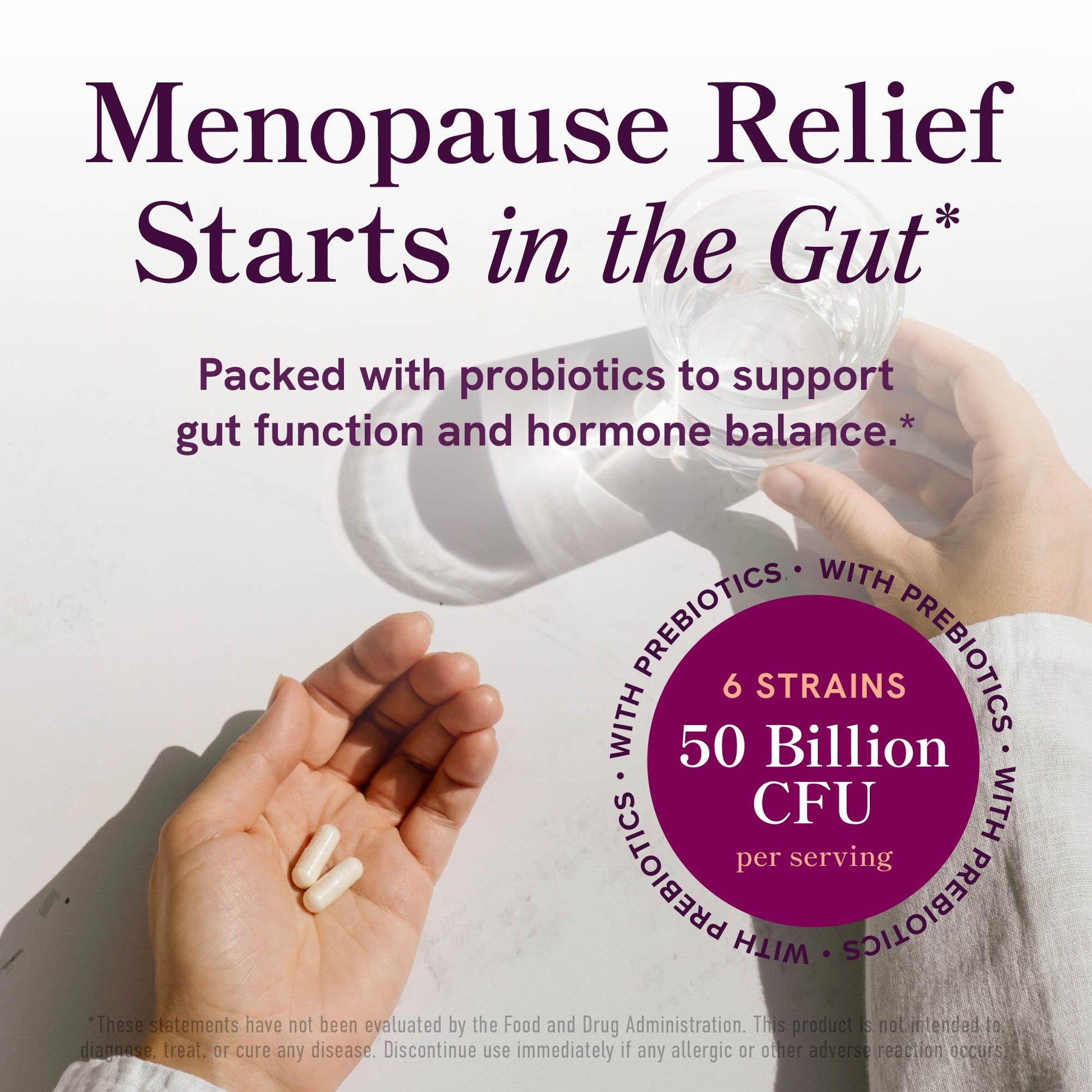 Menopause Support with Prebiotics and Probiotics for Women | Hormone Balance, Hot Flashes & Night Sweats | 50 Billion CFU, DIM & Black Cohosh | Triple Action Menopause Supplements for Women | 30 Ct - Maple Wellness Supplements