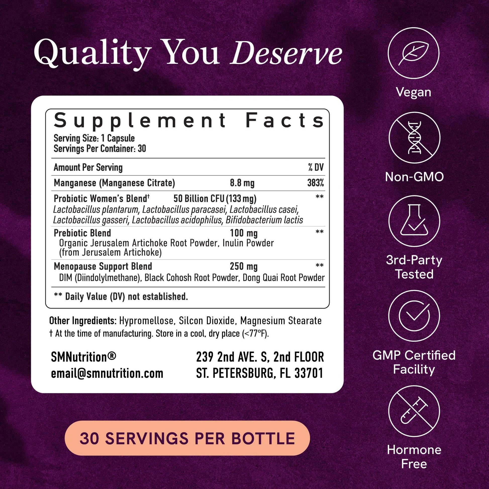 Menopause Support with Prebiotics and Probiotics for Women | Hormone Balance, Hot Flashes & Night Sweats | 50 Billion CFU, DIM & Black Cohosh | Triple Action Menopause Supplements for Women | 30 Ct - Maple Wellness Supplements