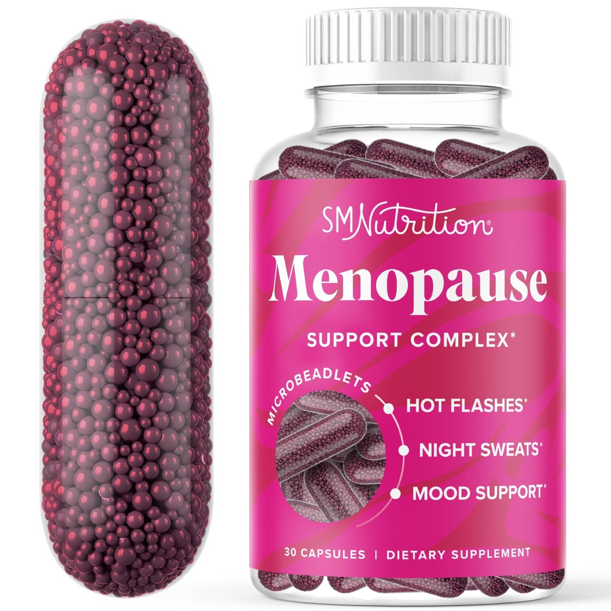 Menopause Vitamins Beadlets with Black Cohosh, Red Clover & More | Hot Flashes, Night Sweats & Mood Support | Menopause Supplements for Women with Dong Quai, Chaste Tree Berry & DIM | Non-GMO 30ct - Maple Wellness Supplements
