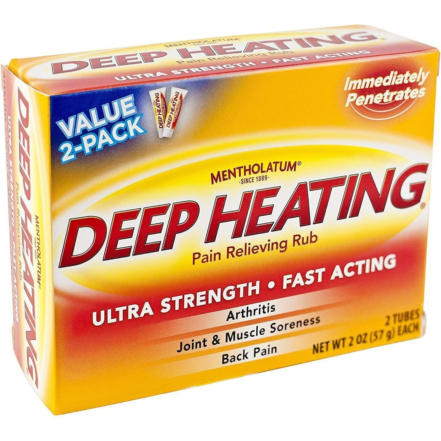 Mentholatum Deep Heating Pain Relieving Rub, Ultra Strength, 2 Tubes each, Pack of 5 - Maple Wellness Supplements