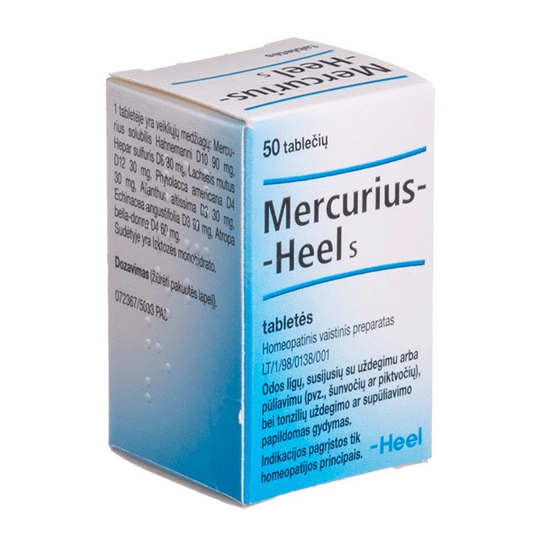 Mercurius-Heel S Homeopathic Tablets N50 - skin conditions, inflammation, suppuration - Maple Wellness Supplements
