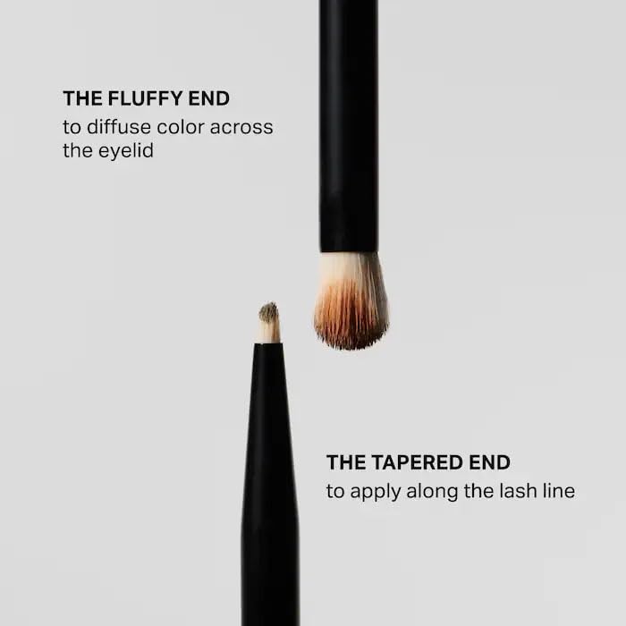 MERIT - Double-Sided Eyeshadow Brush - Dual-Ended Makeup Brush for Precise Application, Blending, and Smooth Pigment Distribution - Soft Synthetic, Vegan & Travel-Friendly - Maple Wellness Supplements
