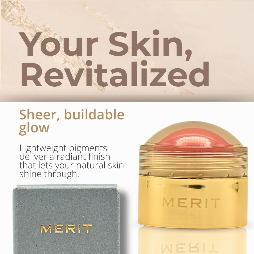 MERIT Flush Balm Cream Blush – Lusitano Soft Peach | Hydrating Radiant Cheek & Lip Tint Stick with Vitamin E | Lightweight, Buildable, Vegan & Cruelty-Free Blush - Maple Wellness Supplements