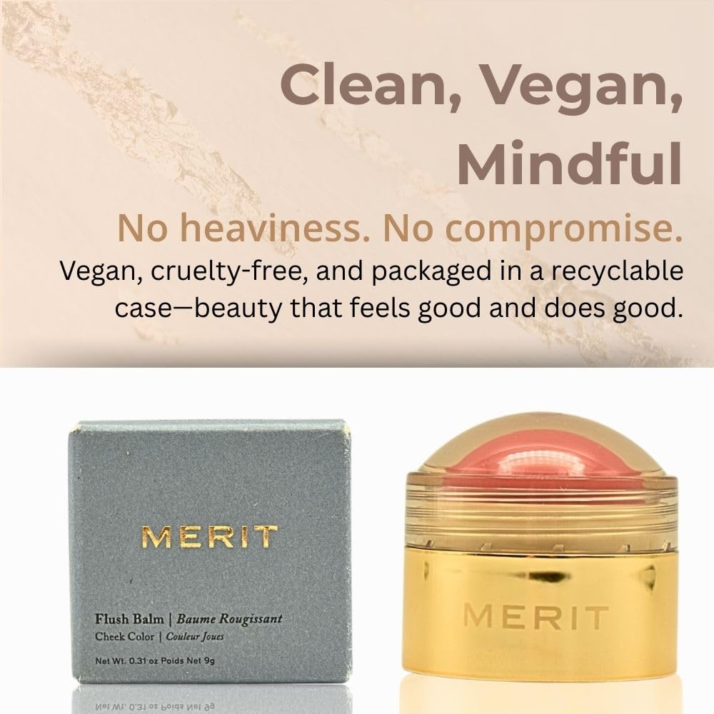MERIT Flush Balm Cream Blush – Lusitano Soft Peach | Hydrating Radiant Cheek & Lip Tint Stick with Vitamin E | Lightweight, Buildable, Vegan & Cruelty-Free Blush - Maple Wellness Supplements