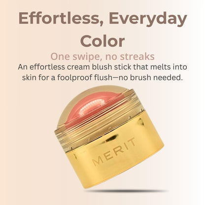 MERIT Flush Balm Cream Blush – Lusitano Soft Peach | Hydrating Radiant Cheek & Lip Tint Stick with Vitamin E | Lightweight, Buildable, Vegan & Cruelty-Free Blush - Maple Wellness Supplements