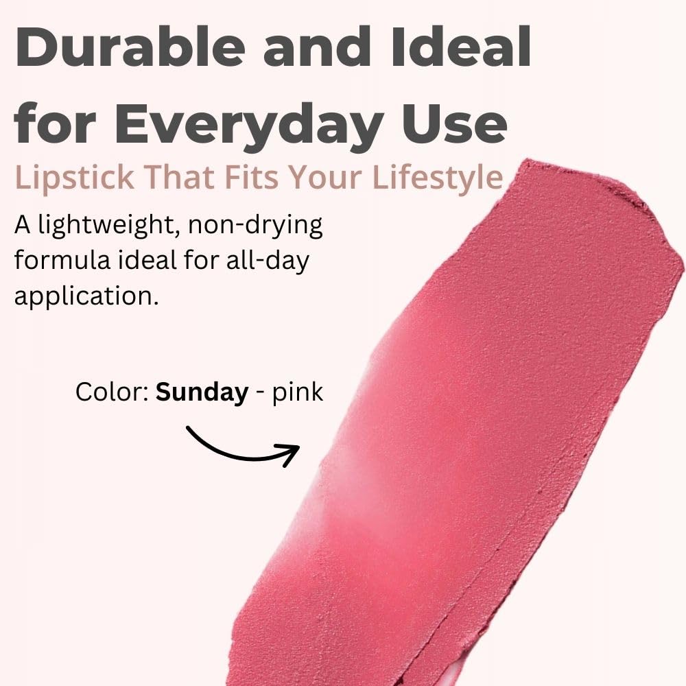 Merit Signature Lip Lightweight Matte Lipstick - 0.10 oz / 3 g (Sunday (pink), standard) - Maple Wellness Supplements