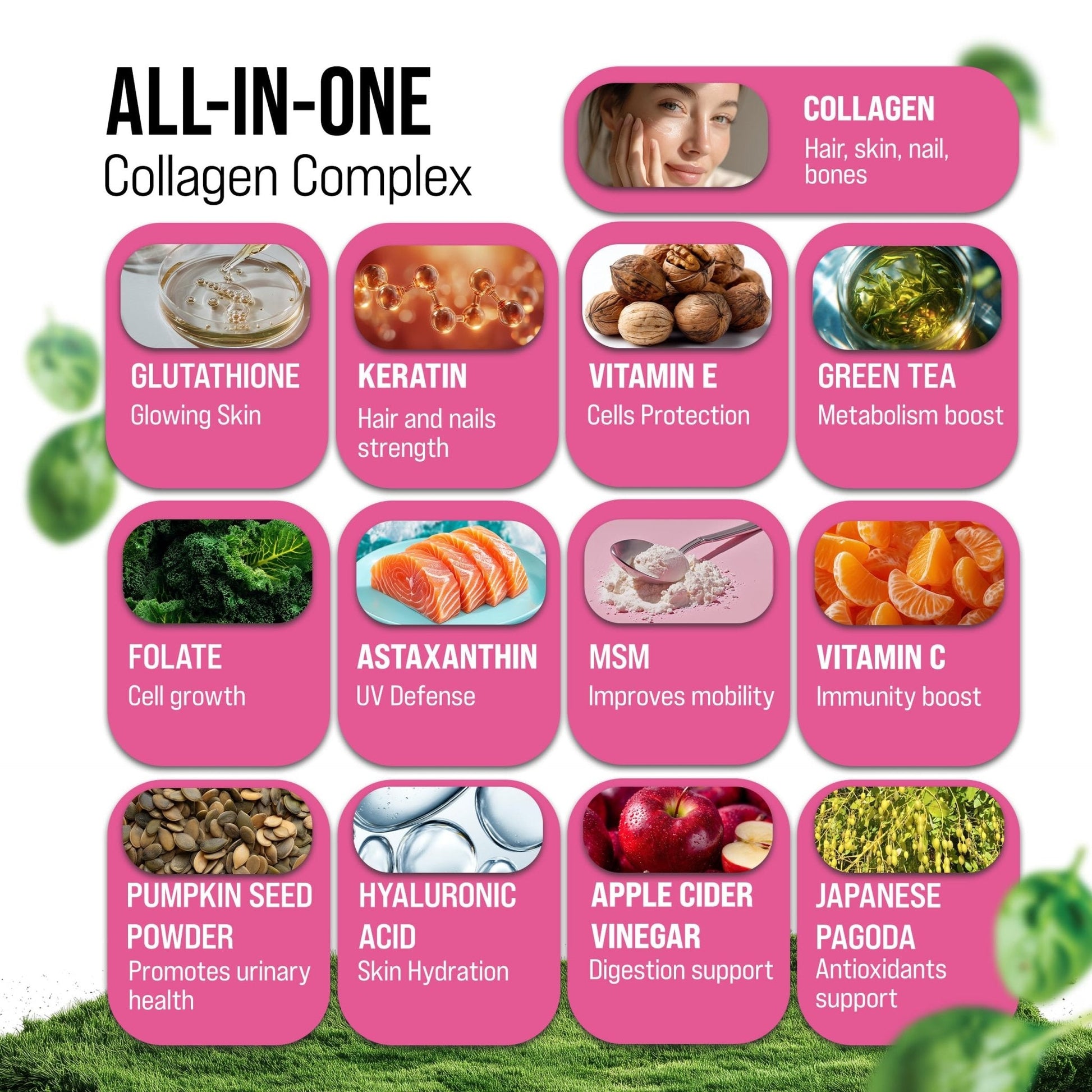 MERRY VITA Collagen for Women – Hydrolyzed Multi Collagen Peptides Types I, II, III, V & X – Collagen Supplement with Vitamin C, Biotin & Hyaluronic Acid – Grass Fed, Non-GMO, 240 Capsules - Maple Wellness Supplements