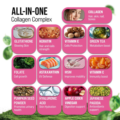 MERRY VITA Collagen for Women – Hydrolyzed Multi Collagen Peptides Types I, II, III, V & X – Collagen Supplement with Vitamin C, Biotin & Hyaluronic Acid – Grass Fed, Non-GMO, 240 Capsules - Maple Wellness Supplements