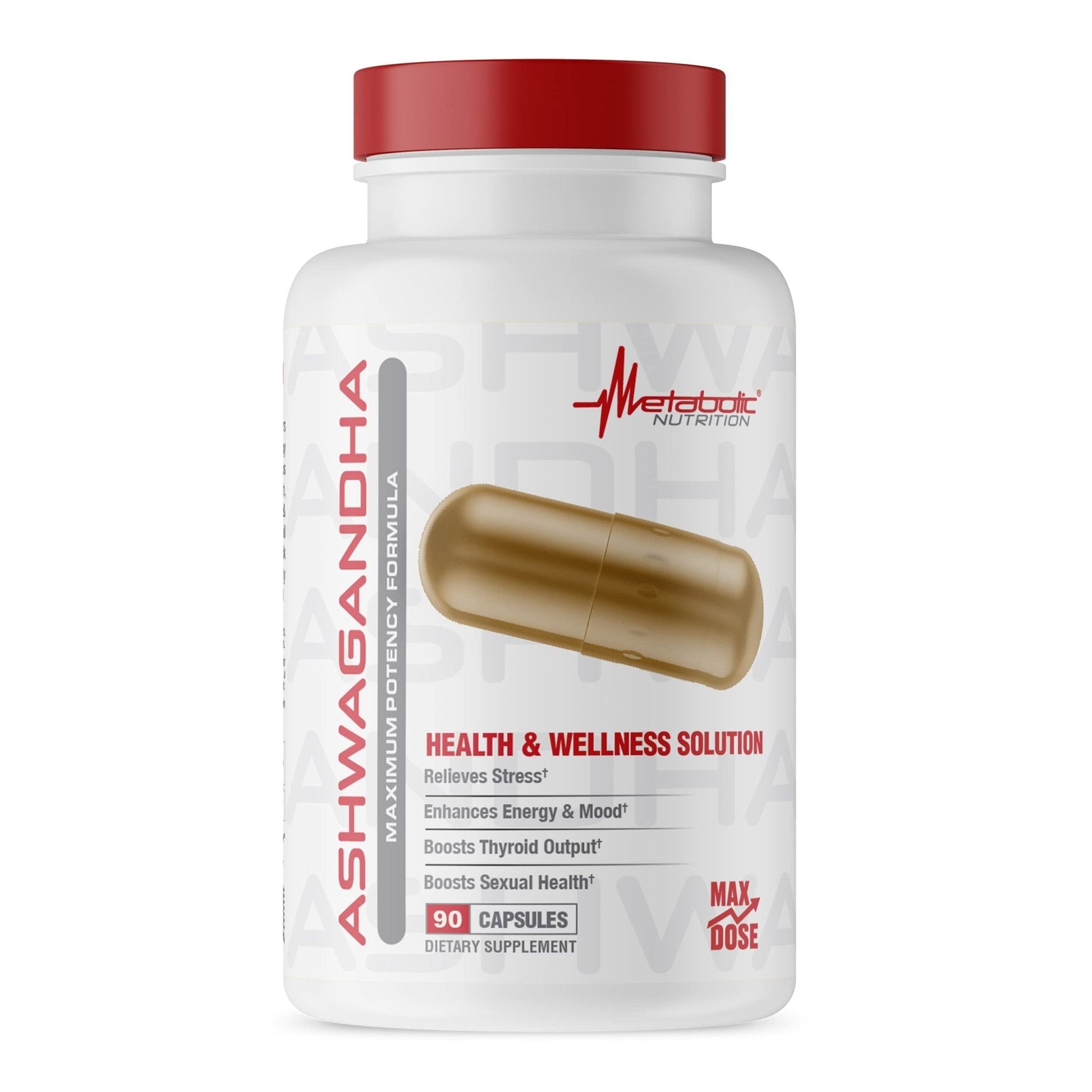 Metabolic Nutrition Ashwagandha 2200mg Made with Organic Ashwagandha Powder and Black Pepper Extract, 90 Vegan Capusles - Maple Wellness Supplements