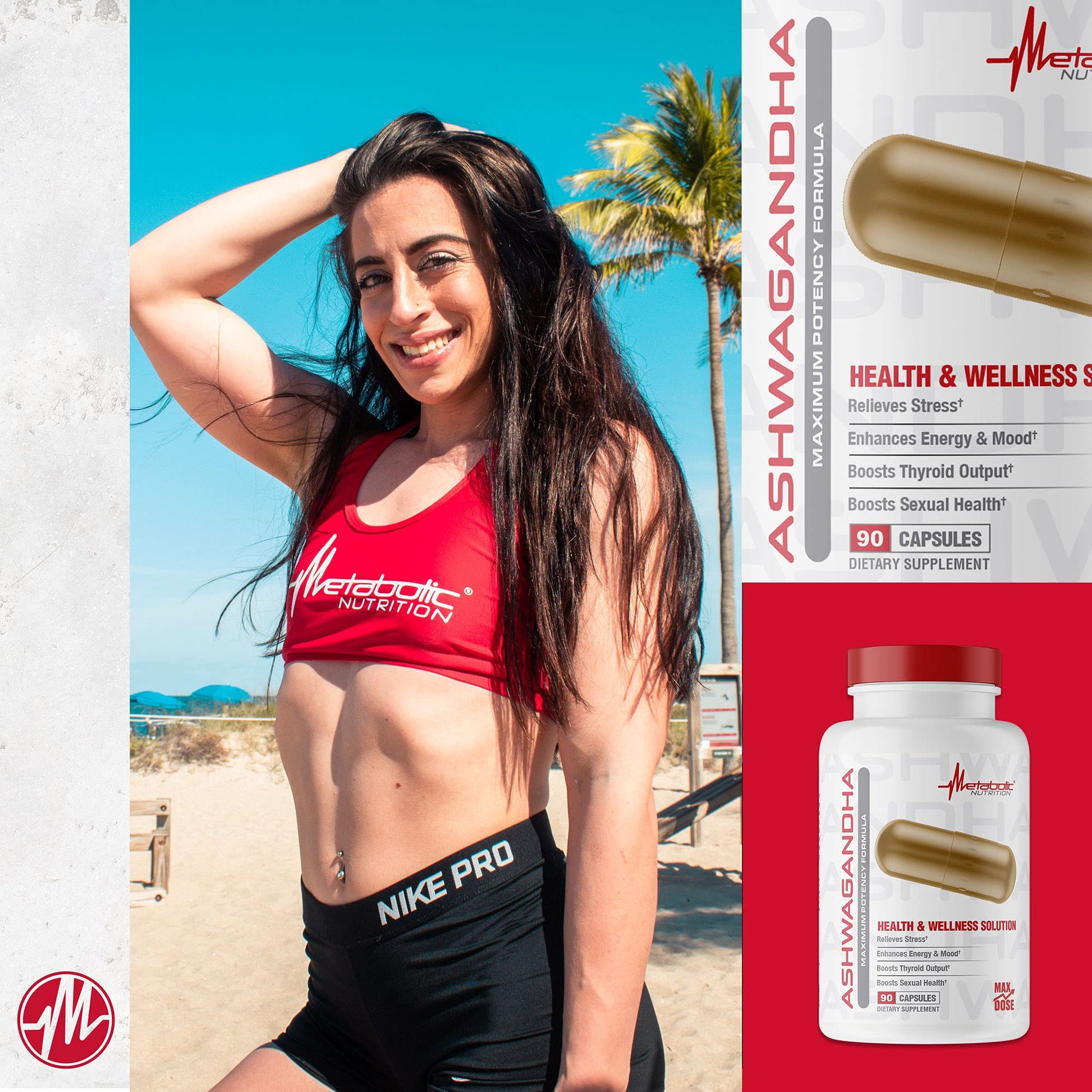Metabolic Nutrition Ashwagandha 2200mg Made with Organic Ashwagandha Powder and Black Pepper Extract, 90 Vegan Capusles - Maple Wellness Supplements