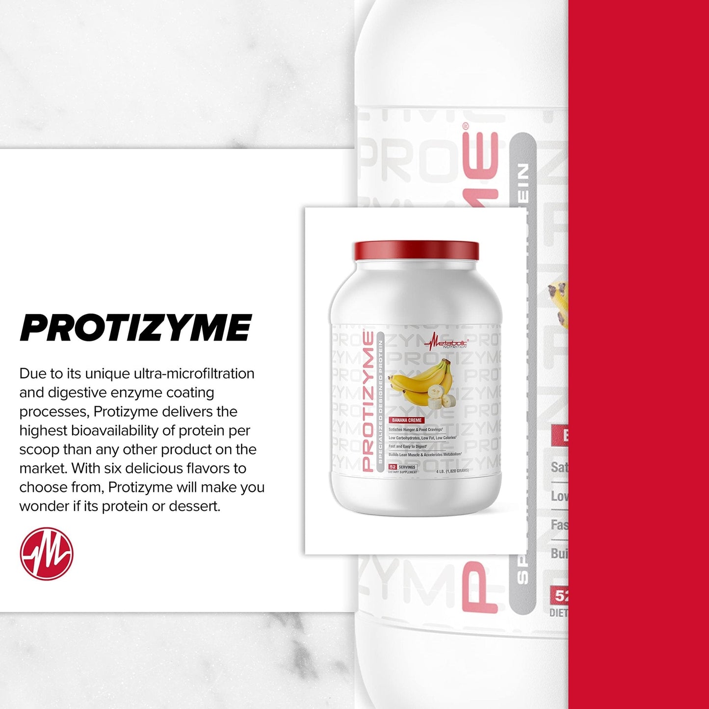 Metabolic Nutrition, Protizyme, 100% Whey Protein Powder, High Protein, Low Carb - Maple Wellness Supplements