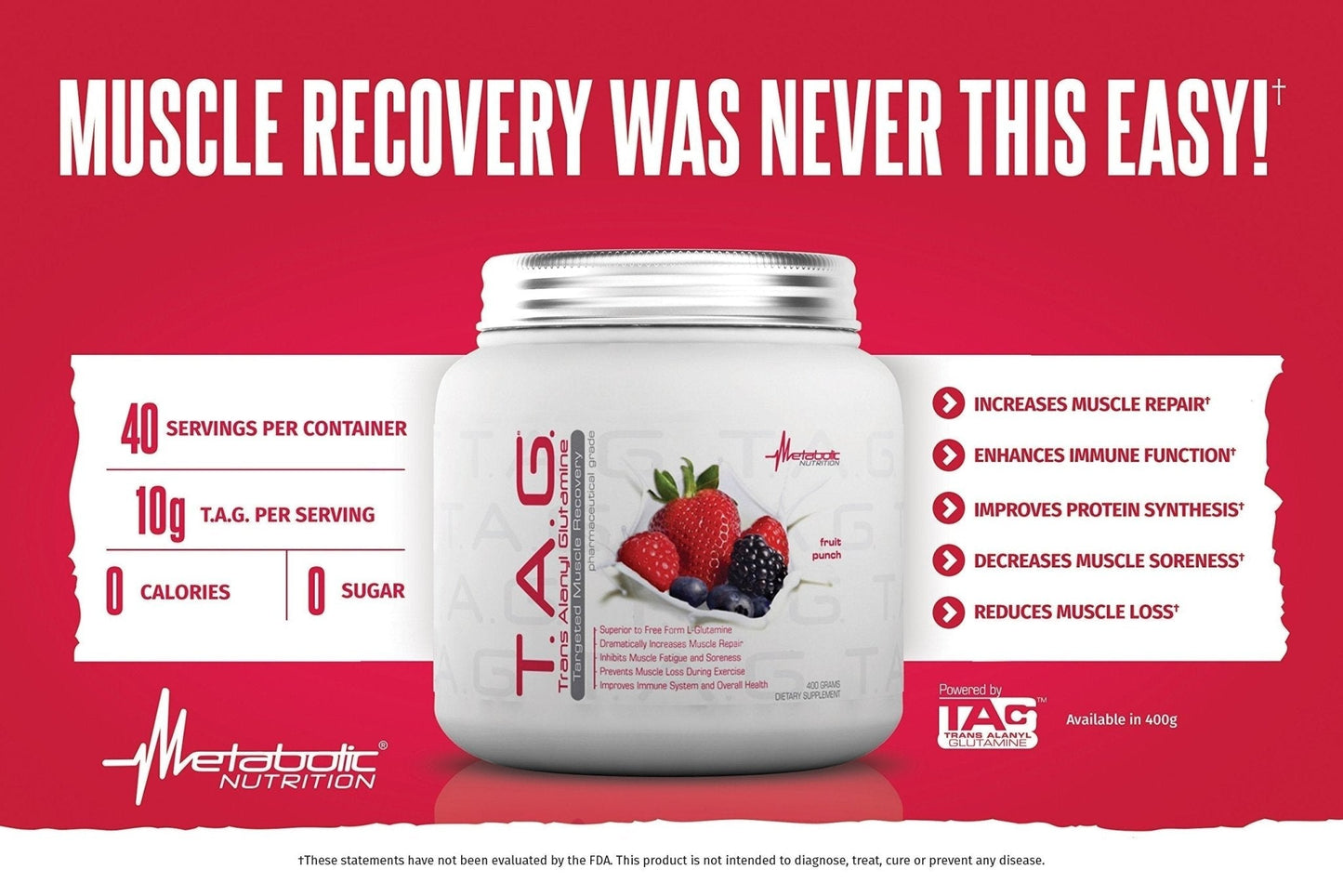 Metabolic Nutrition, TAG, Trans Alanyl Glutamine, 100% L-Glutamine Peptide Powder - Maple Wellness Supplements