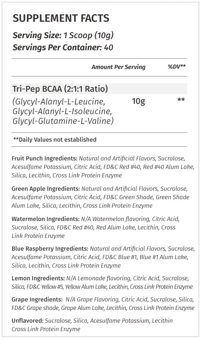 Metabolic Nutrition | TRIPEP - Tri-Peptide Branch Chain Amino Acid, BCAA Powder - Maple Wellness Supplements