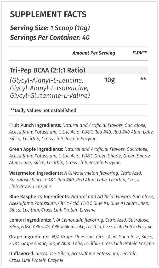 Metabolic Nutrition - TRIPEP - Tri-Peptide Branch Chain Amino Acid, BCAA Powder - Maple Wellness Supplements