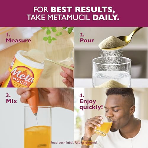 Metamucil 4-in-1 Psyllium Husk Friendly Fiber Supplement, Sugar-Free, 180 teaspoons, Orange Flavored, Daily Fiber Powder for Digestive Health - Maple Wellness Supplements