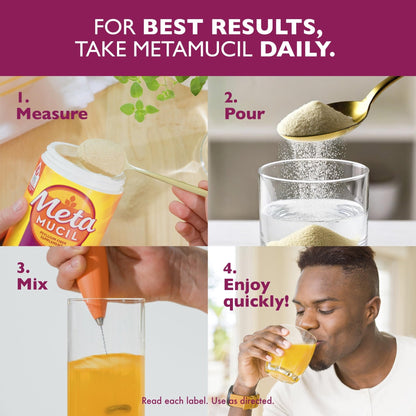Metamucil 4-in-1 Psyllium Husk Friendly Fiber Supplement, Sugar-Free, 72 teaspoons, Orange Flavored, Daily Fiber Powder for Digestive Health - Maple Wellness Supplements