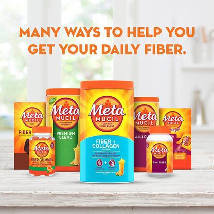 Metamucil Daily Fiber + Collagen, Psyllium Husk Powder, Plant Based Fiber Supplement, Sugar-Free with Stevia, 3-in-1 Fiber Supplement - Maple Wellness Supplements