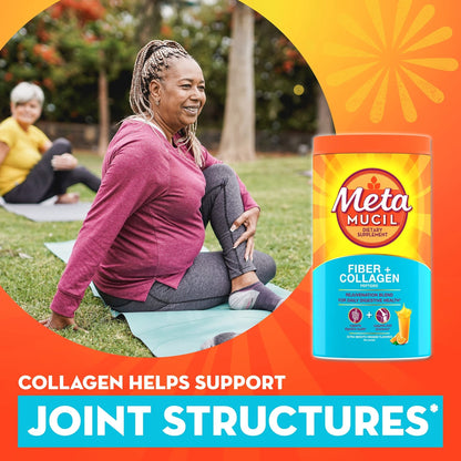 Metamucil Daily Fiber + Collagen, Psyllium Husk Powder, Plant Based Fiber Supplement, Sugar-Free with Stevia, 3-in-1 Fiber Supplement - Maple Wellness Supplements