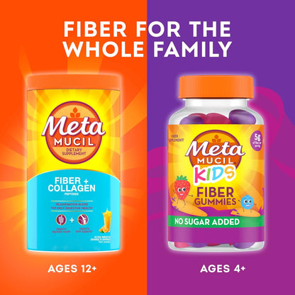 Metamucil Daily Fiber + Collagen, Psyllium Husk Powder, Plant Based Fiber Supplement, Sugar-Free with Stevia, 3-in-1 Fiber Supplement - Maple Wellness Supplements