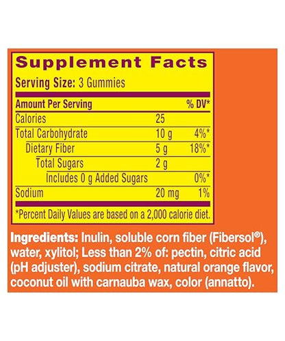 Metamucil Fiber Gummies for Adults, No Sugar Added Orange Flavor, 5g Prebiotic Plant Based Fiber Supplement Blend, 120 Count - Maple Wellness Supplements