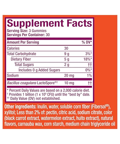 Metamucil Fiber Gummies for Adults with Probiotics for Bloating Relief, No Sugar Added Strawberry Kiwi BlackBerry Flavors, 5g Prebiotic - Maple Wellness Supplements