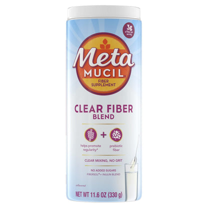 Metamucil Fiber Supplement, Unflavored Clear Mixing Powder, No Grit, No Sugar Added, Plant Based Prebiotic Fiber Supplement - Maple Wellness Supplements