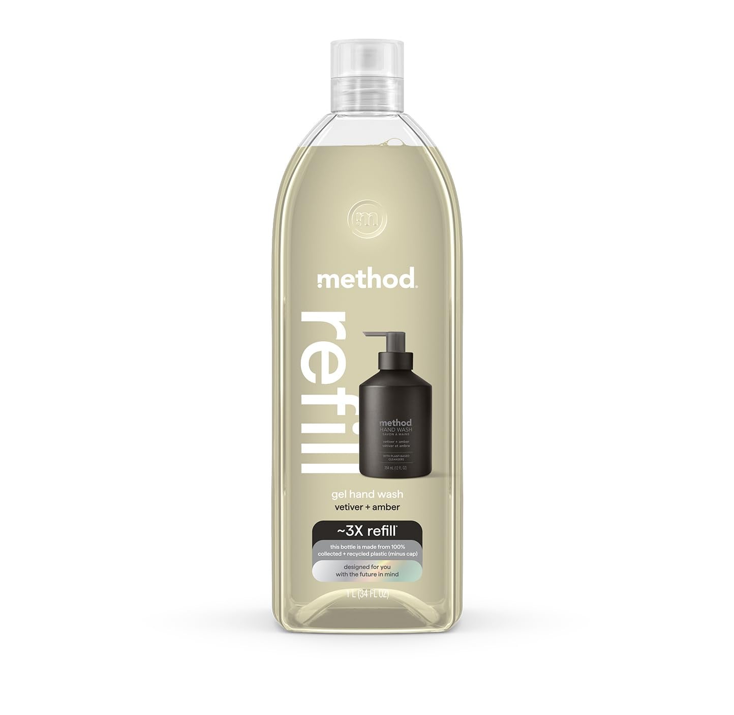 Method Gel Hand Soap Refill, Vetiver + Amber, 34 Fl Oz (Pack of 1) (Packaging May Vary) - Maple Wellness Supplements