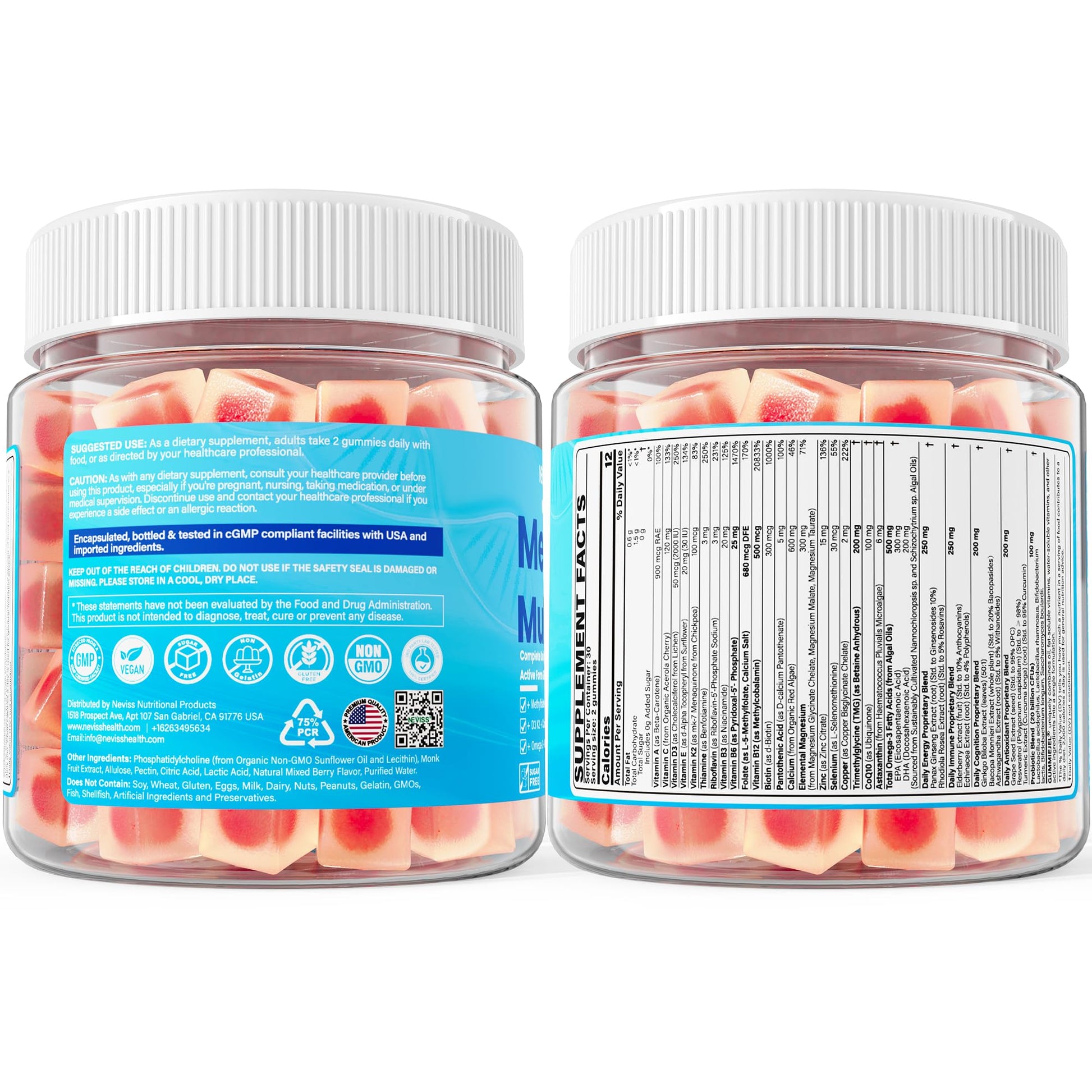 Methylated Multivitamin for Women & Men Gummies w/ Omega-3, Calcium, D3 K2, Methylfolate & B12, TMG, Daily Vitamins, Mag, CoQ10, Probiotic for 18 30 40 50 60 70+, Overall Health - Vegan, Sugar Free - Maple Wellness Supplements