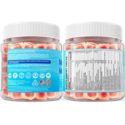 Methylated Multivitamin for Women & Men Gummies w/ Omega-3, Calcium, D3 K2, Methylfolate & B12, TMG, Daily Vitamins, Mag, CoQ10, Probiotic for 18 30 40 50 60 70+, Overall Health - Vegan, Sugar Free - Maple Wellness Supplements
