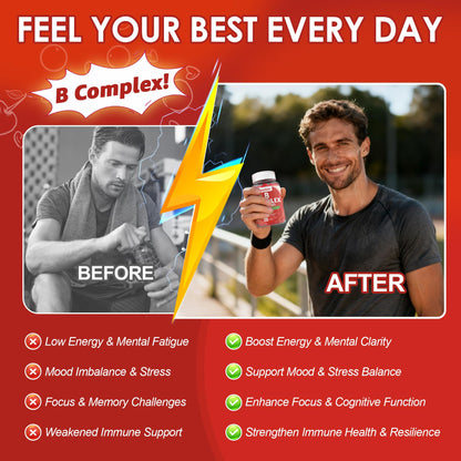 Methylated Vitamin B Complex Gummies 2 Pack, Methyl B12 & Folate with B1, B2, B3, B5, Biotin | Vitamin C, Zinc, Choline & Inositol – B Complex Supplement for Energy - Maple Wellness Supplements