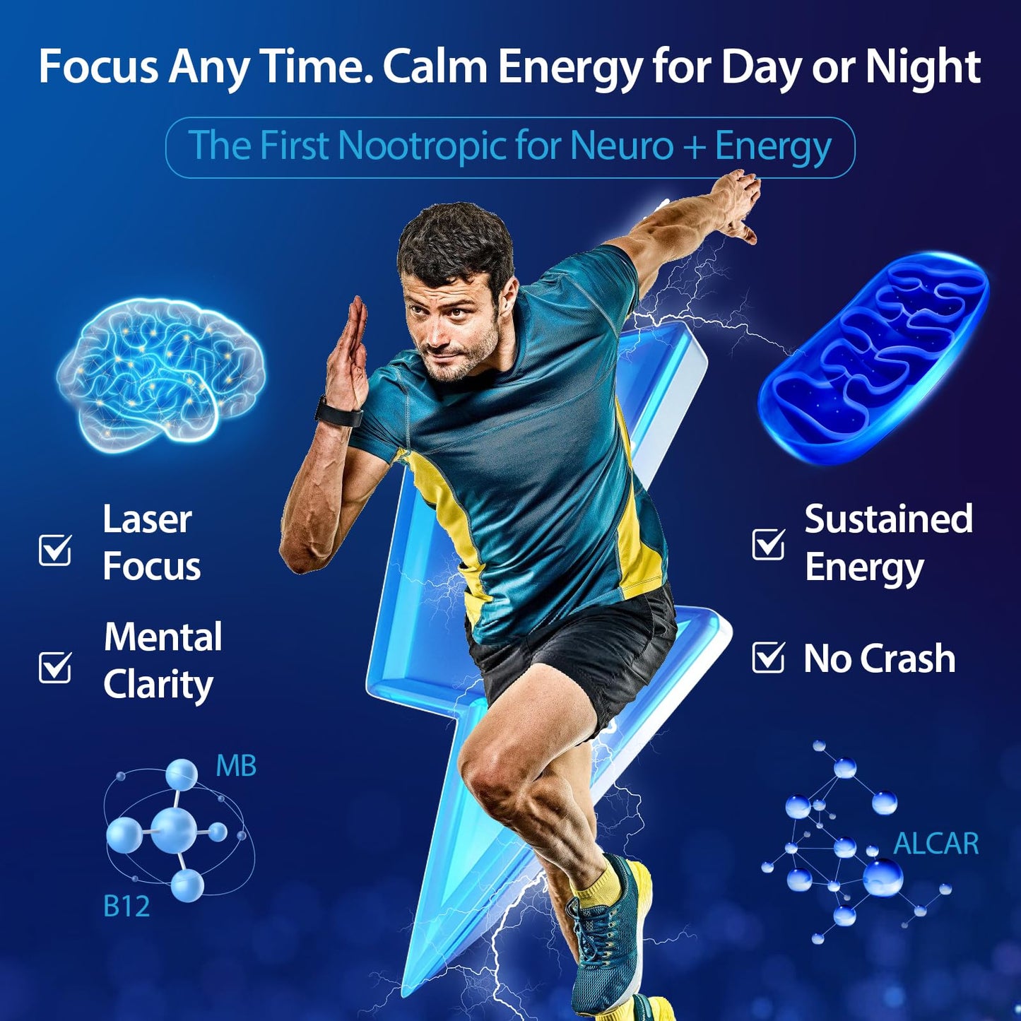 Methylene Blue Drops for Humans, 1% USP Grade – Dropper-Free No-Touch Bottle, Brain Supplement for Memory and Focus – Fast-Acting Nootropic with Methyl B12 & ALCAR – Caffeine-Free, Mint Flavor, 2oz - Maple Wellness Supplements