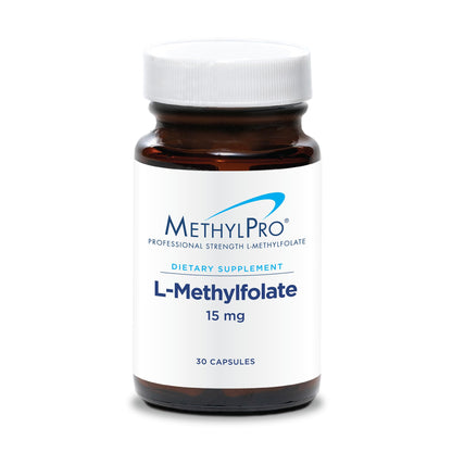 MethylPro 15mg L-Methylfolate (30 Capsules) - Professional Strength Active Methylfolate, 5-MTHF Supplement for Mood, Brain Health + Immune Support, - Maple Wellness Supplements