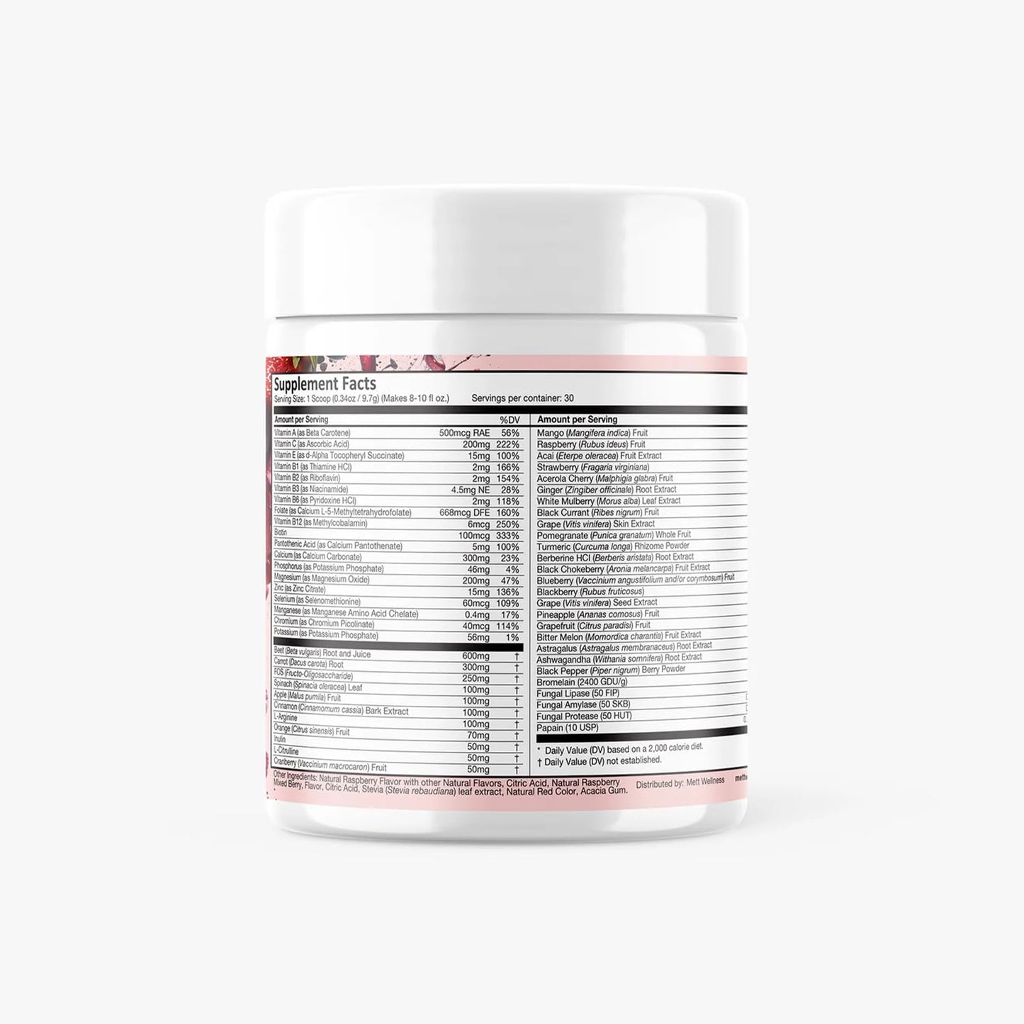 Mett Wellness Superfood REDS | 10.72 oz | With Vitamins A, C & E | Helps Maintain Nitric Oxide Levels | Supports Daily Wellness - Maple Wellness Supplements