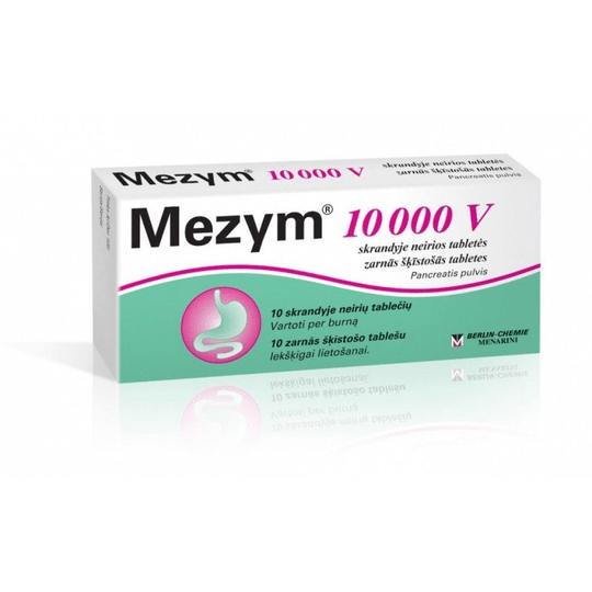 MEZYM FORTE 10000V Pancreatic Insufficiency Digestion 20 Tabs - Maple Wellness Supplements